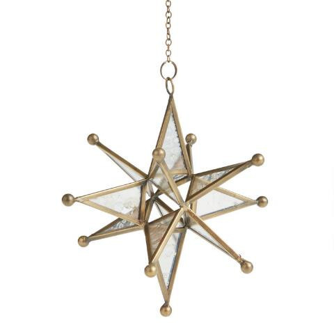Glass Mirror And Metal Moravian Star Hanging Decor | World Market