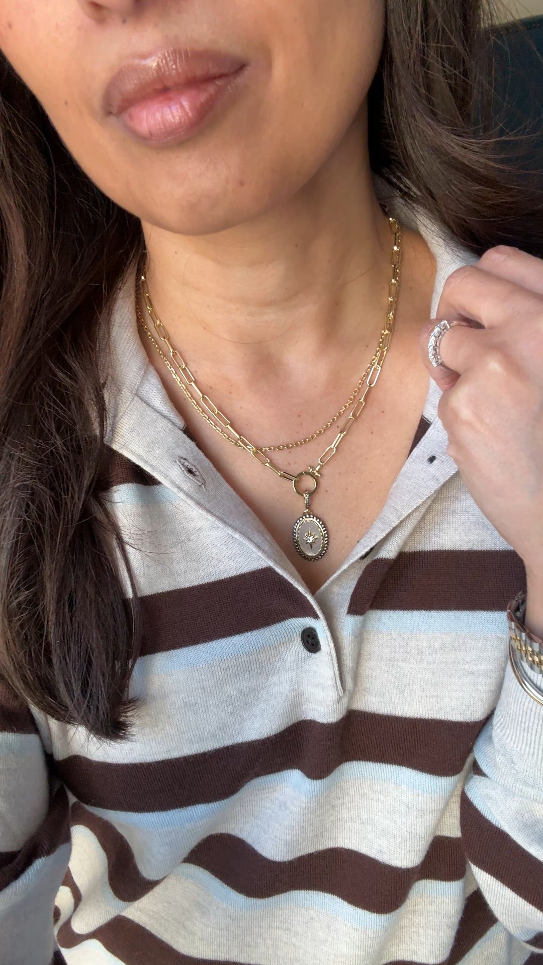 Necklace stack. Charm necklace. Layered necklaces. 
I recently got a new charm for my chain link necklace. It’s a vintage looking design that goes with both gold and silver chains. The delicate chain can also hold a charm.


#LTKOver40 #LTKFindsUnder100