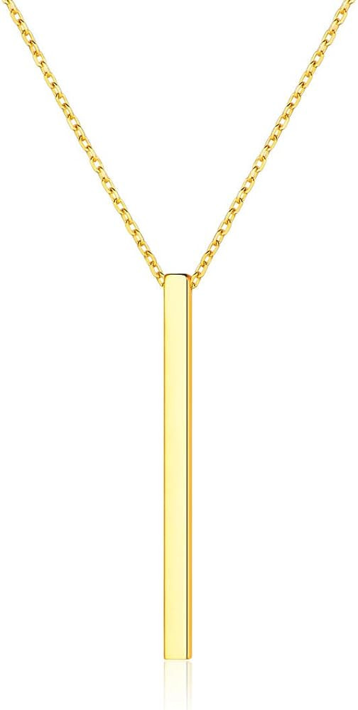 ChicSilver Customizable Vertical Bar Pendant Necklace 925 Sterling Silver Y Necklace Simple Fashi... | Amazon (US)
