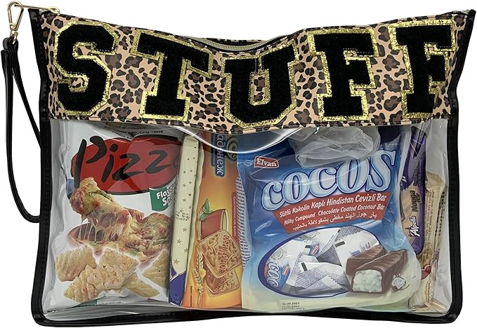 TopTTanBo Chenille Letter Clear Bag Purse Multi-purpose Transparent Waterproof Snacks Makeup Tote... | Amazon (US)