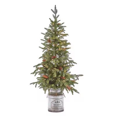 Holiday Living 4.5-ft Pine Pre-lit Traditional Slim Artificial Christmas Tree with 100 Constant W... | Lowe's