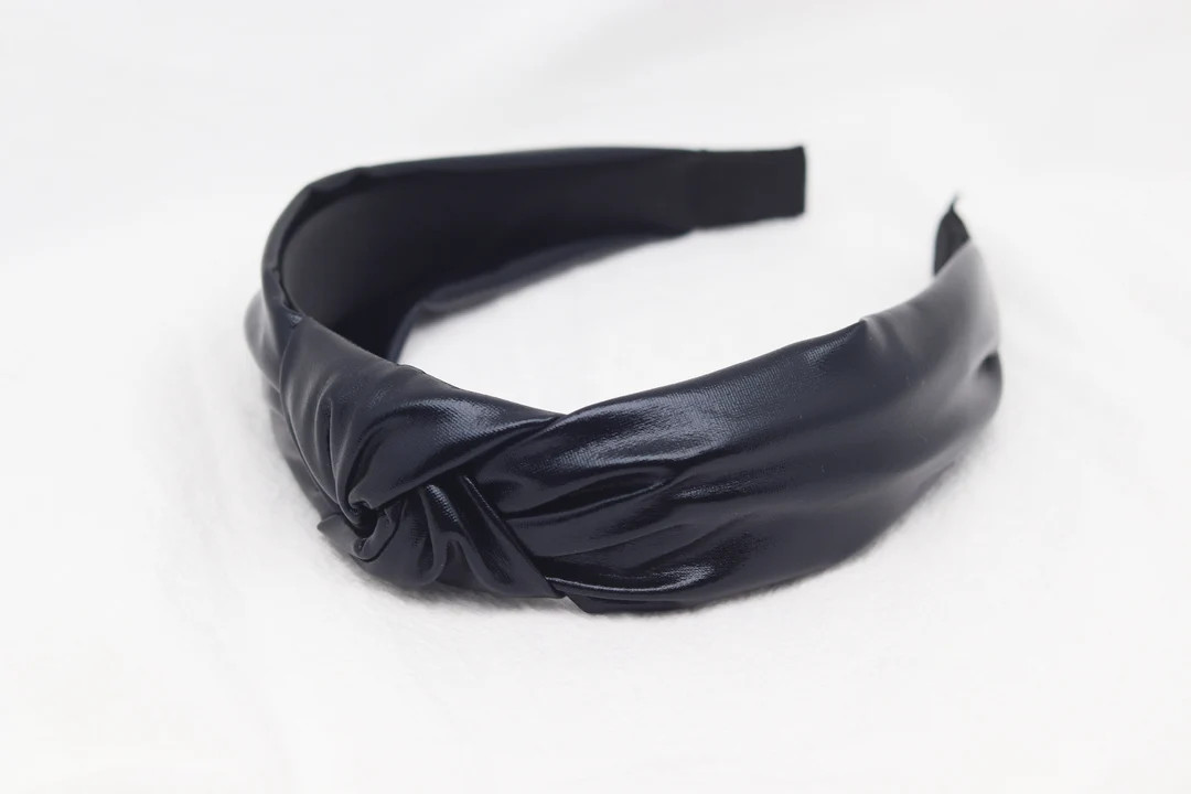 Black PU Leather Knot Headband: Twisted Hairband - Etsy | Etsy (Global)