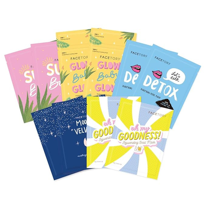 FACETORY Collection Facial Mask Set - Hydrating, Purifying, Soothing, Moisturizing, and Revitaliz... | Amazon (US)