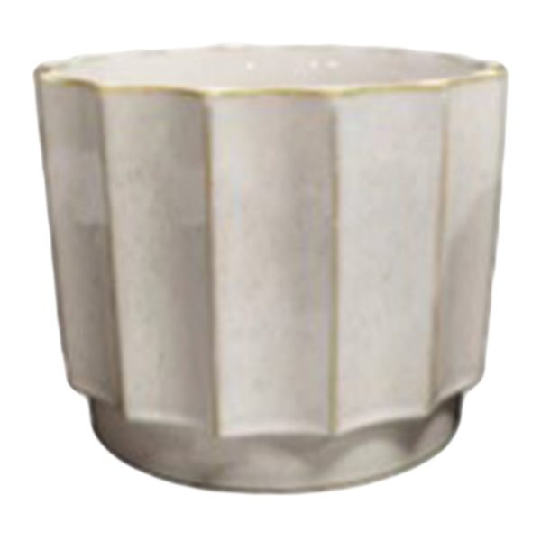 Indoor Cream Wide Fluted Ceramic Pot, Small At Home, Neutral | At Home