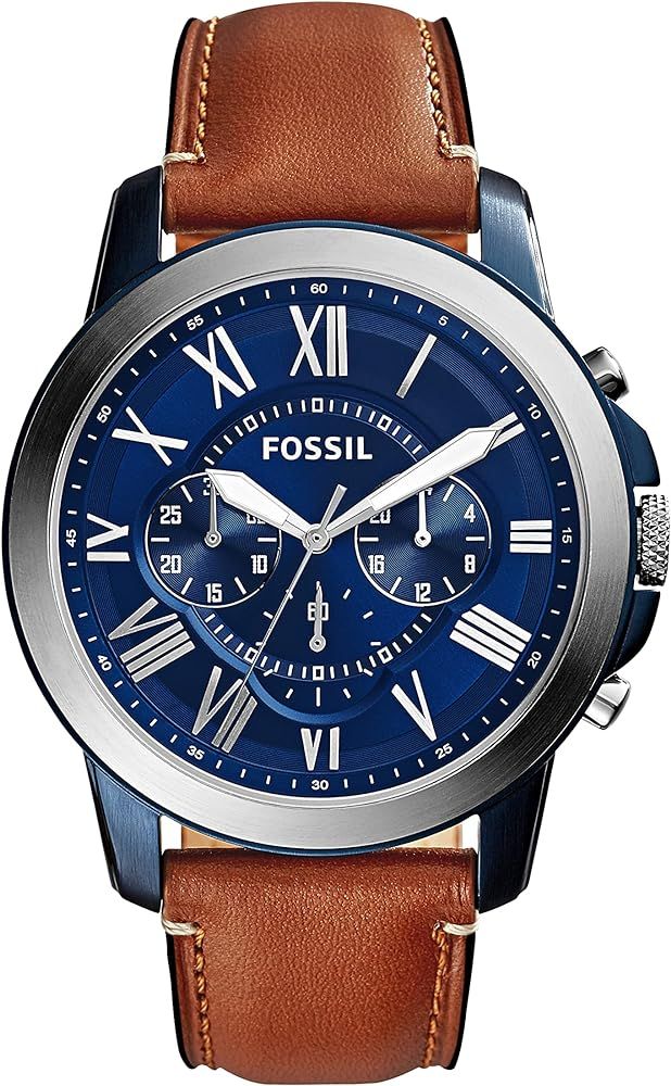 Fossil Grant Men's Watch with Chronograph Display and Genuine Leather or Stainless Steel Band | Amazon (US)