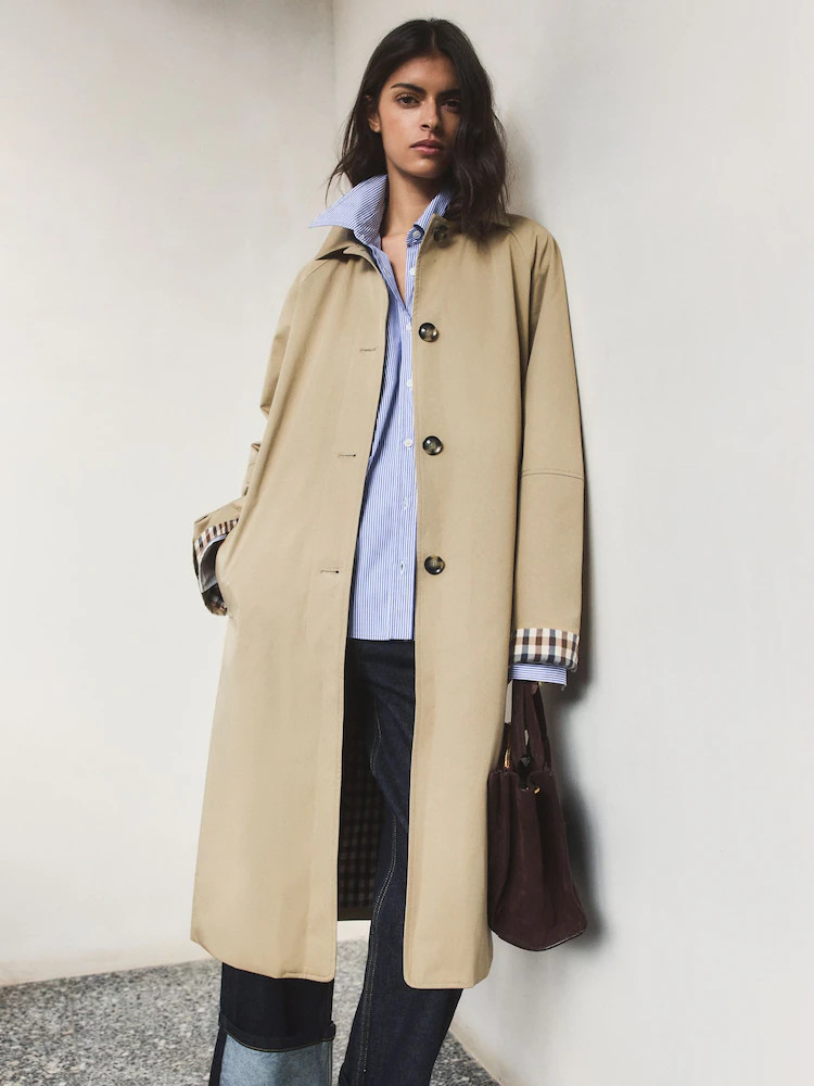 BHOEM Camel Oversized Check Lining Cotton Trench Coat | Next AU
