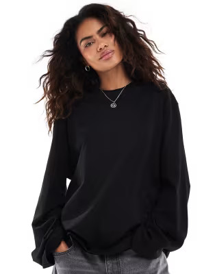 Weekday oversized long sleeve top in black | ASOS | ASOS (Global)