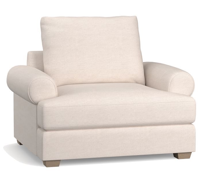 Canyon Roll Arm Upholstered Armchair, Down Blend Wrapped Cushions, Twill White | Pottery Barn (US)