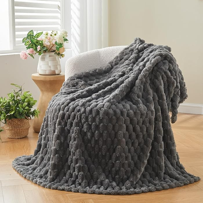 NEWCOSPLAY Super Soft Throw Blanket Grey Premium Silky Flannel Fleece 3D Clouds Stylish Jacquard ... | Amazon (US)
