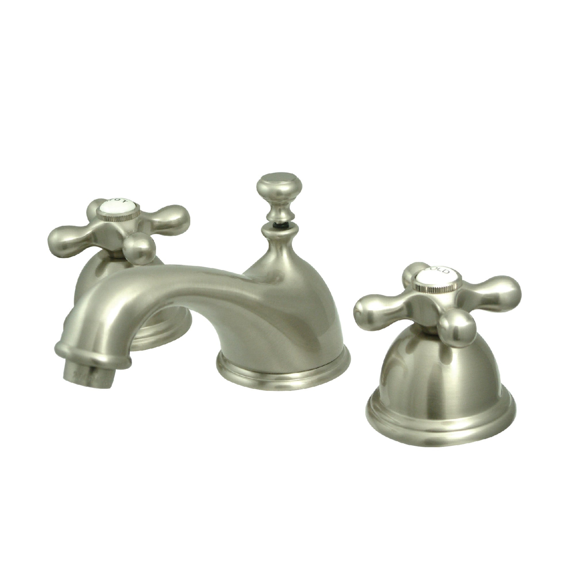 Kingston Brass Restoration Brushed nickel Widespread 2-handle Low-arc Residential Handle Bathroom Sink Faucet with Drain one_size | WLKS3968AX | Lowe's