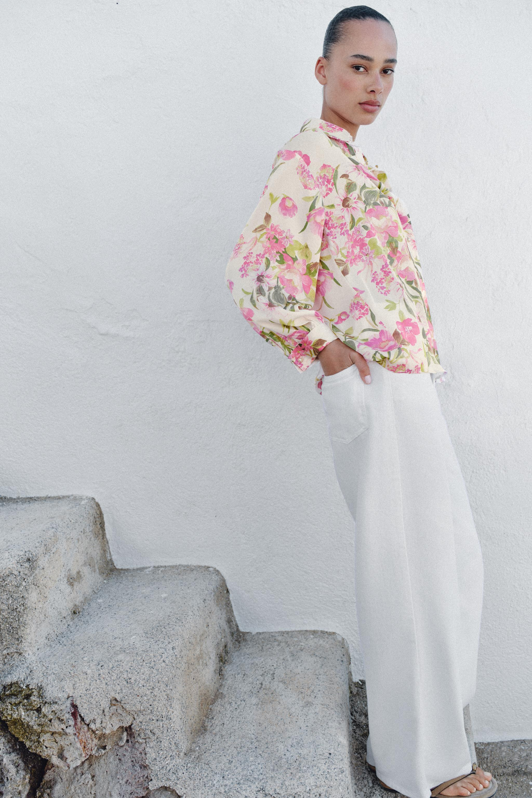 FLORAL PRINT SATIN SHIRT | Zara UK