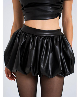 Women's Yuna Faux Leather Bubble Hem Skirt | Macy's