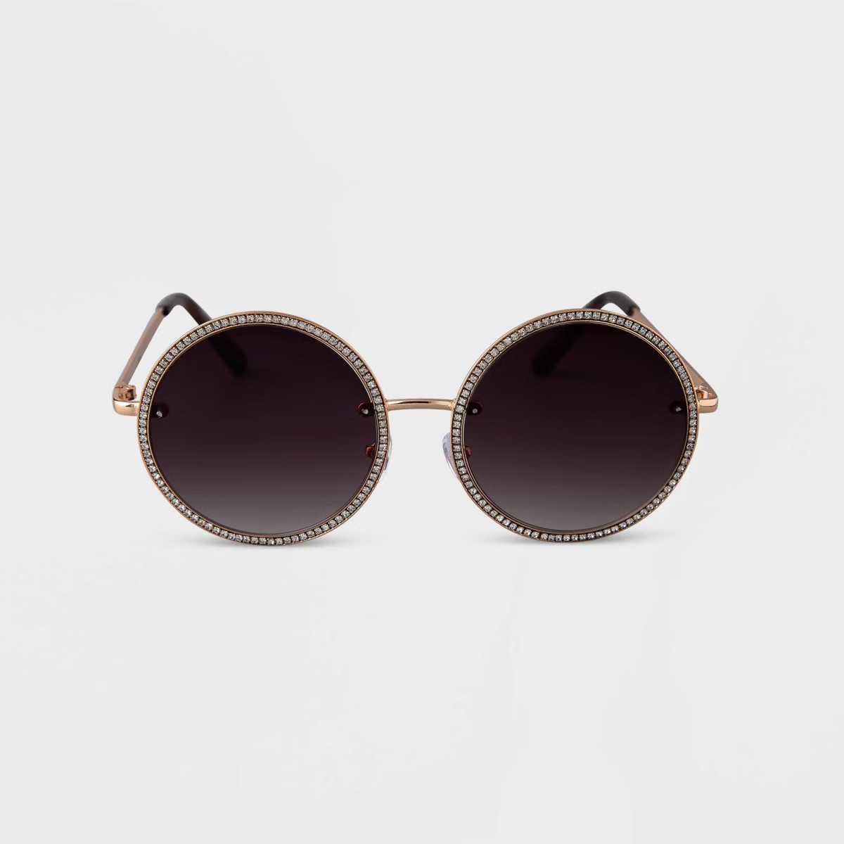 Women's Metal Crystal Round Sunglasses - A New Day™ Gold | Target