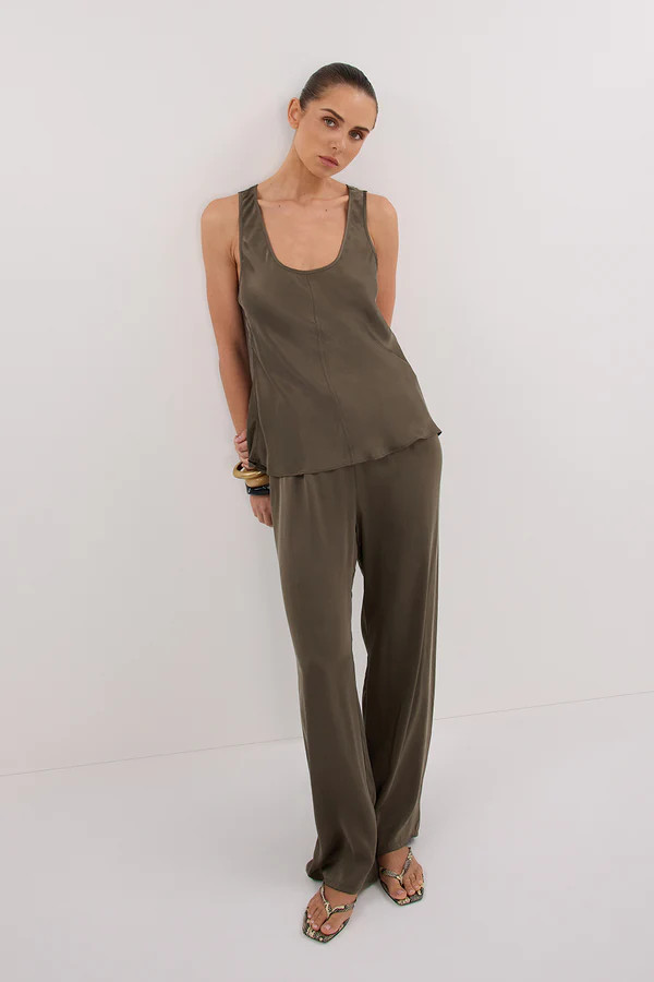 PERCY OLIVE SILK PANT | DISSH