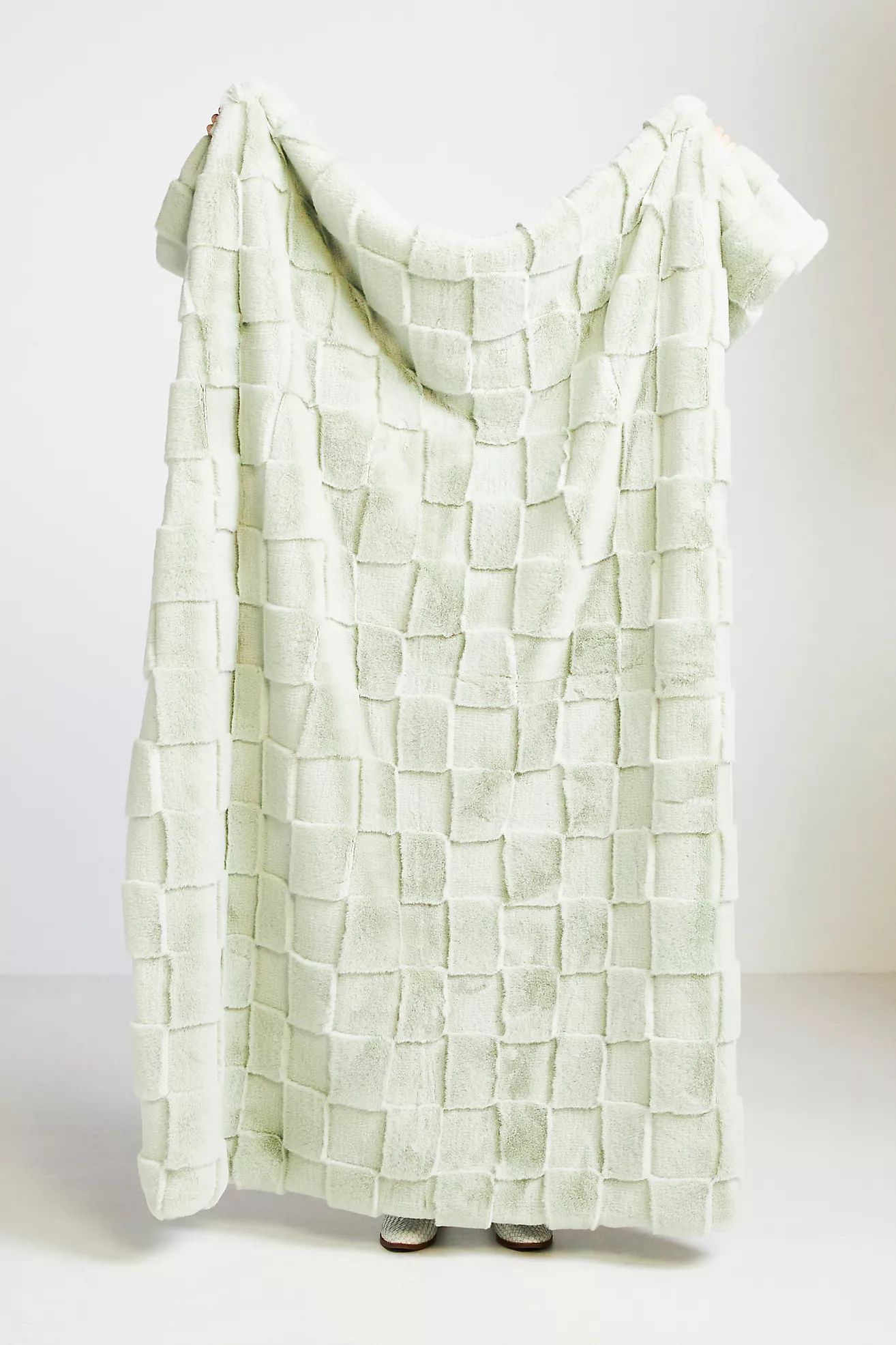 Carved Check Faux Fur Throw Blanket | Anthropologie (US)