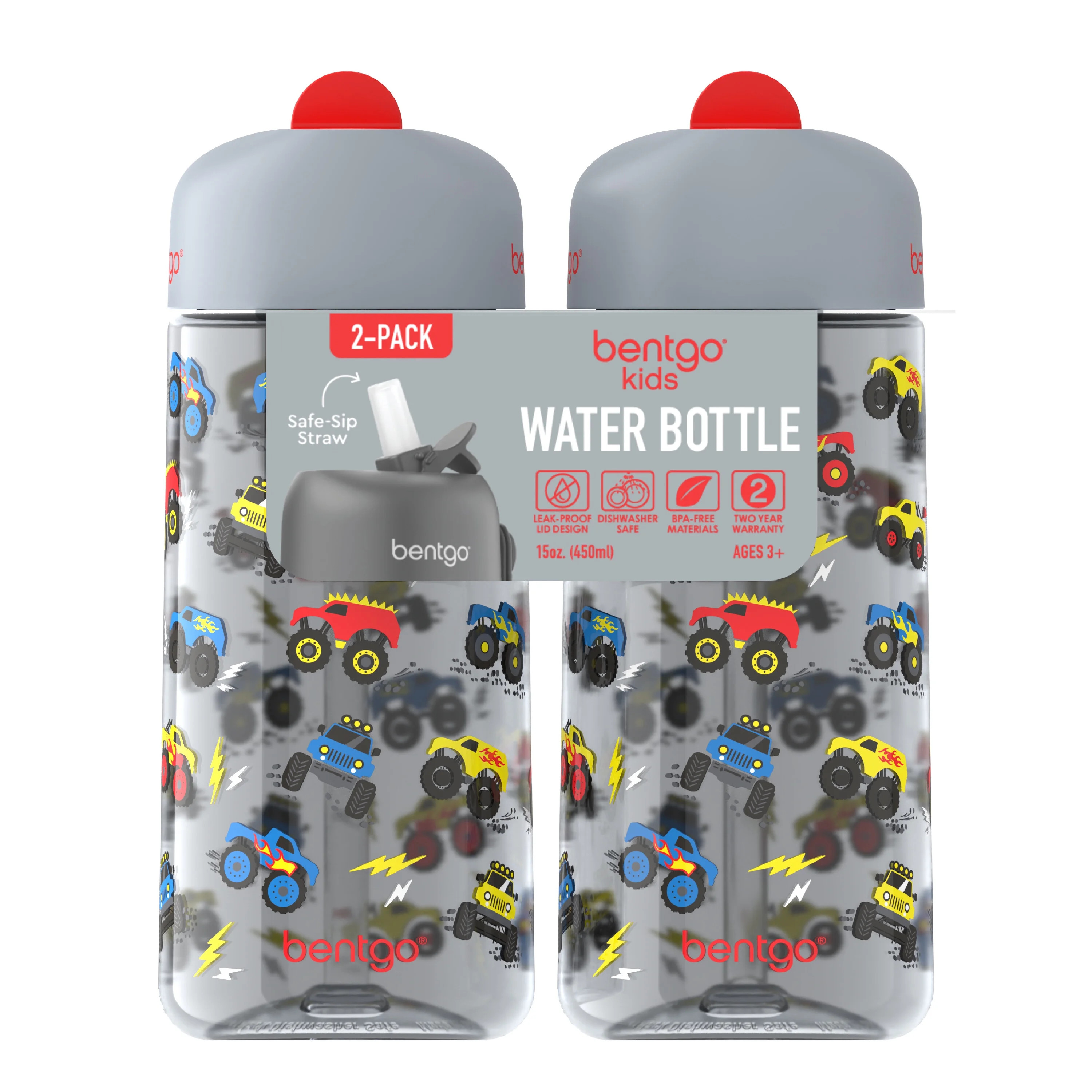 Bentgo Kids Water Bottle (2-Pack) - Trucks | Walmart (US)