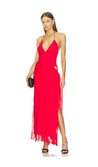 Cyrel Cut Out Maxi Dress in Fire Red | Revolve Clothing (Global)