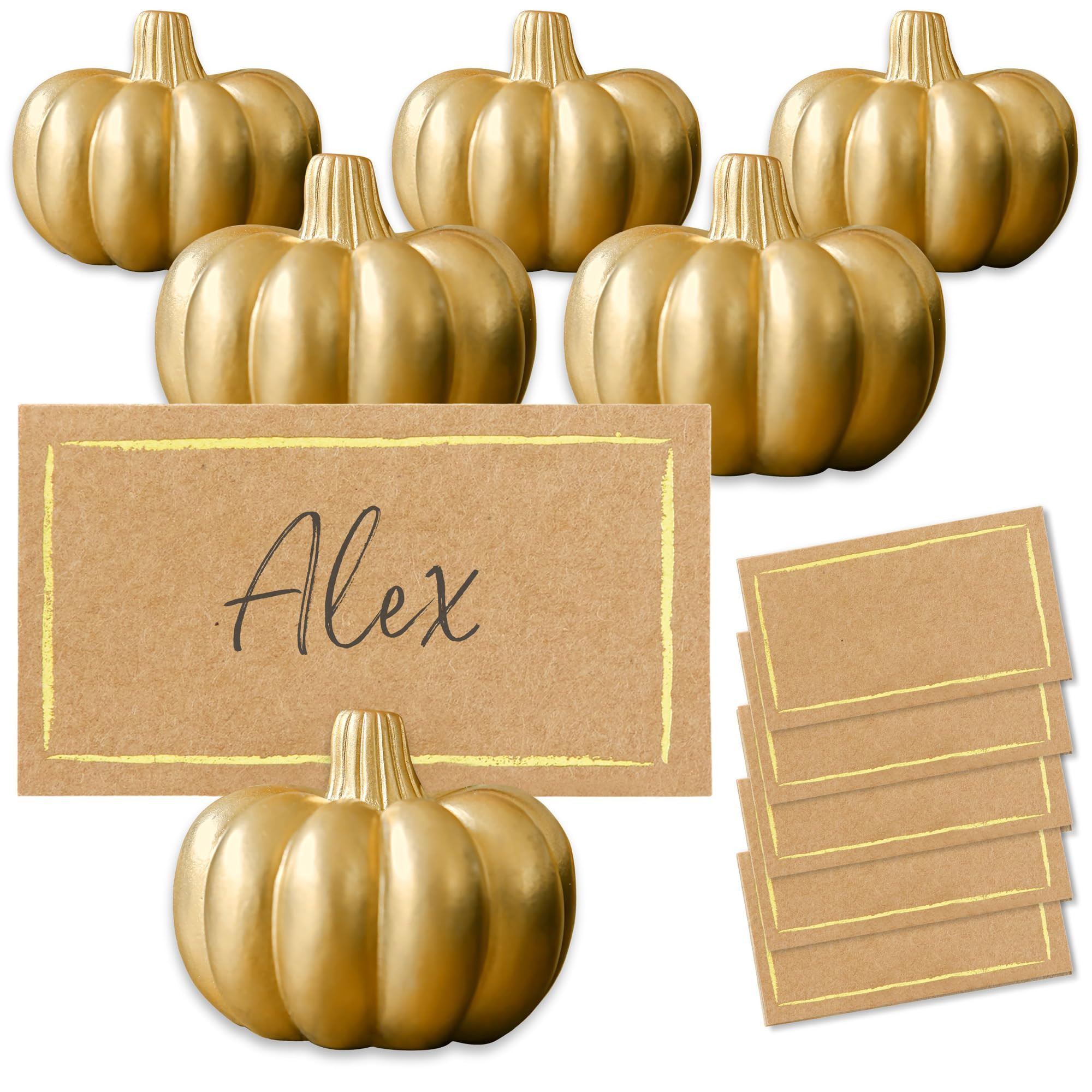Kate Aspen Fall Decor Mini Gold Pumpkin Place Card Holder (Set of 6), Perfect for Thanksgiving Ta... | Amazon (US)