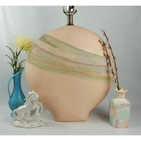 Vintage ""80S Lamp, Mar-Kel, Pale Peach Pastel, Gauze Plaster, Large Table Lamp | Etsy (US)