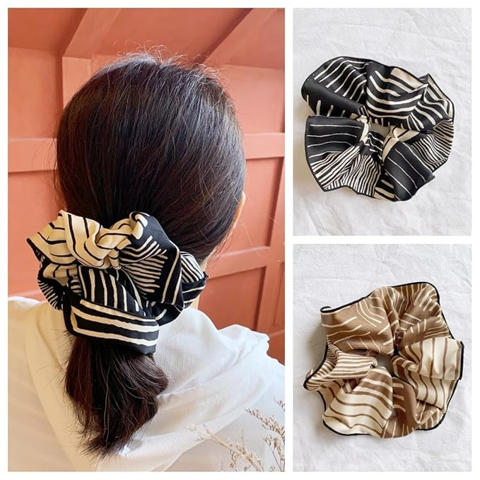 2PCS Oversized Jumbo Silk Chiffon Scrunchies for Women Hair Ties No Damage Elastic Hair Accessori... | Amazon (US)