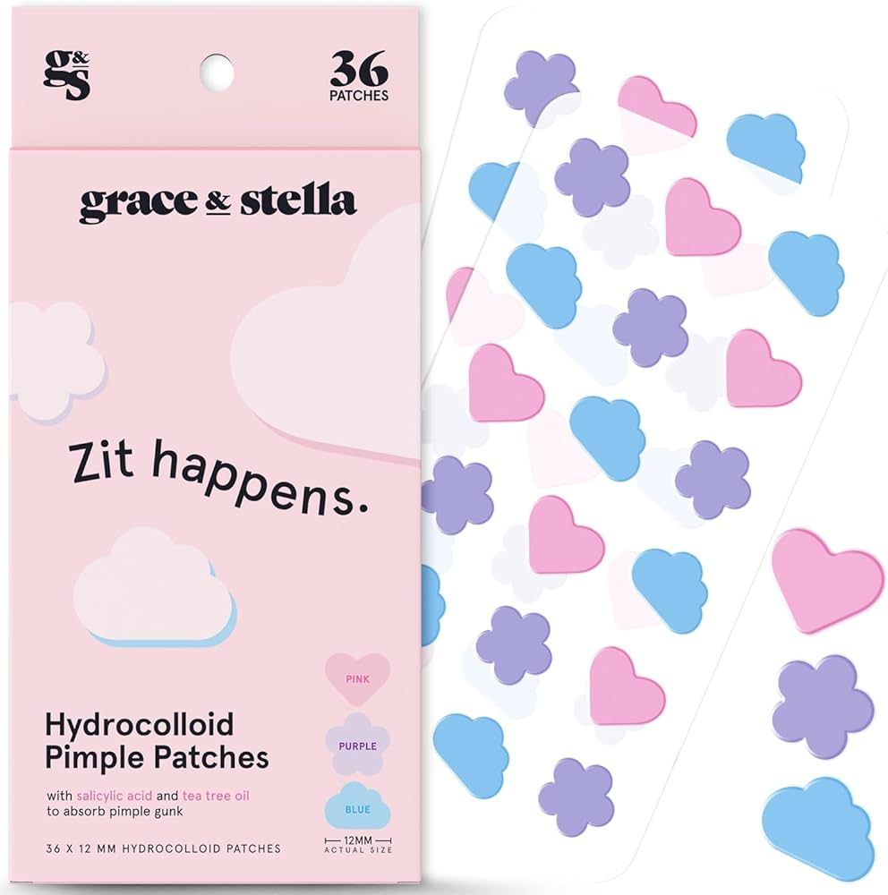grace & stella Pimple Patches for Face (Multishape, 36 Count) - Hydrocolloid Acne Patches for Fac... | Amazon (US)