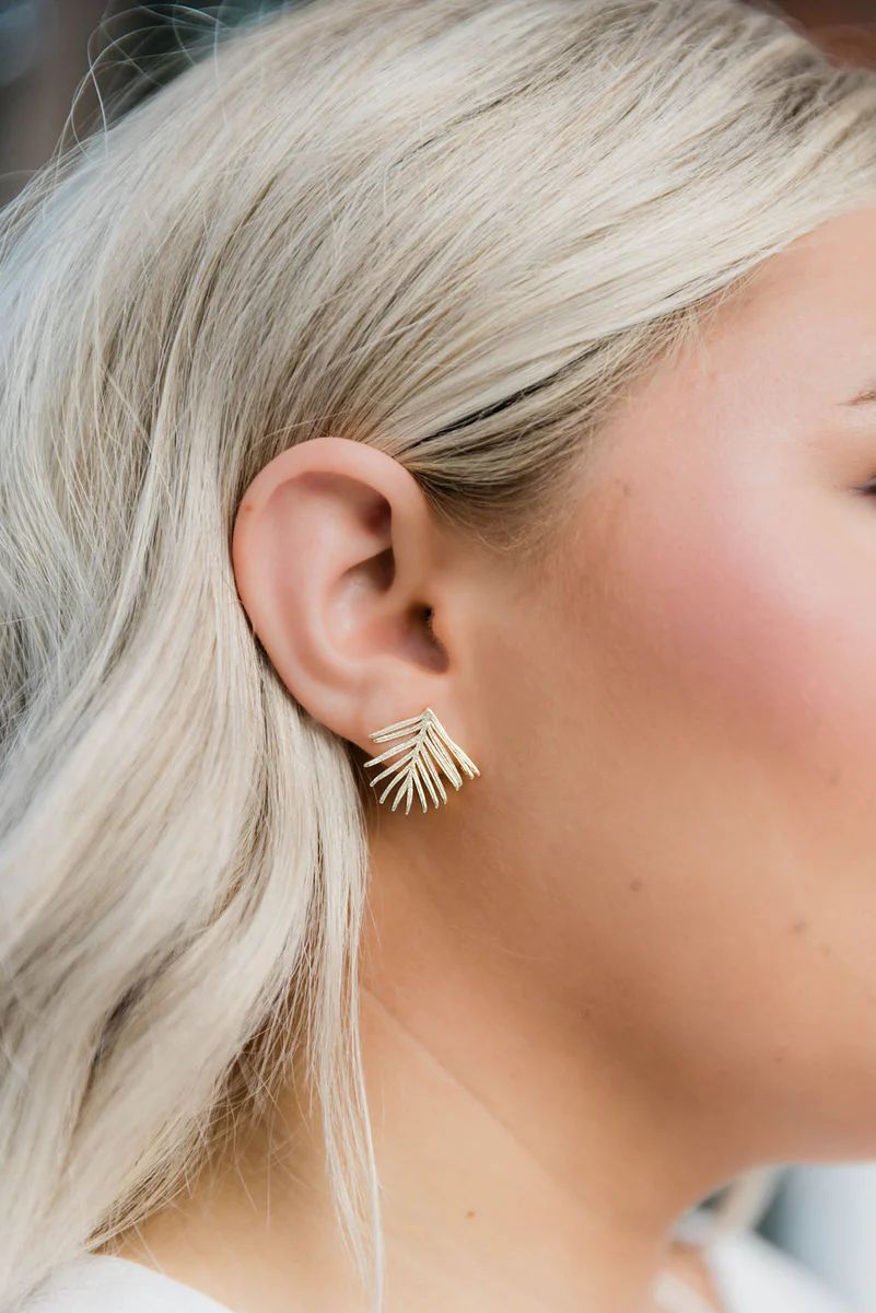 Never Leaf Me Gold Earrings | Pink Lily