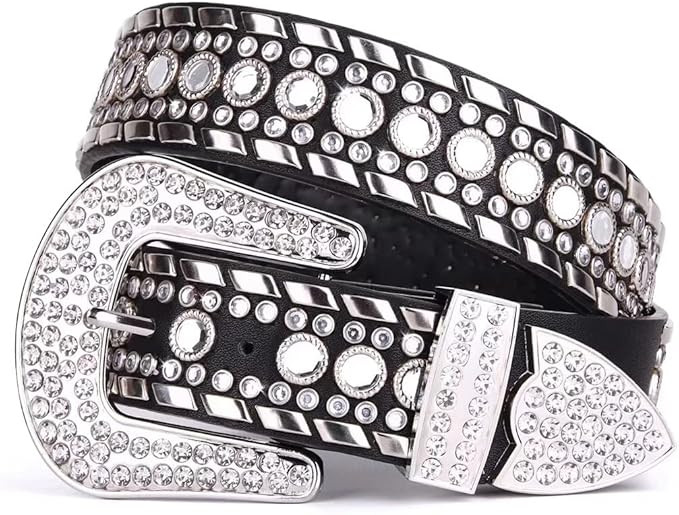 UnFader Bling Rhinestone Belts for Women, Fashion Cowgirl Western Studded Belts for Jeans Pants | Amazon (US)
