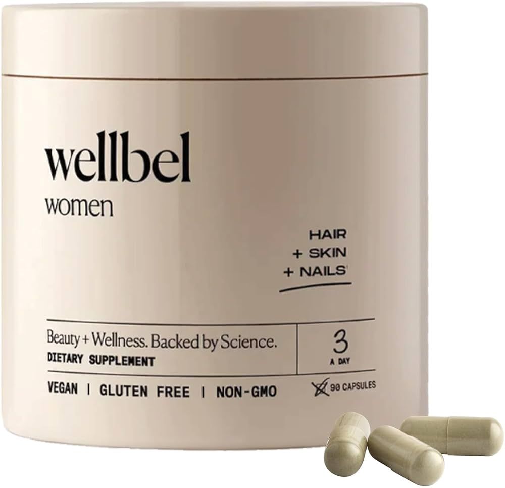 WELLBEL Women Clean Supplement for Hair, Skin, and Nails, Vegan, Gluten Free and Non GMO 90 Count | Amazon (US)