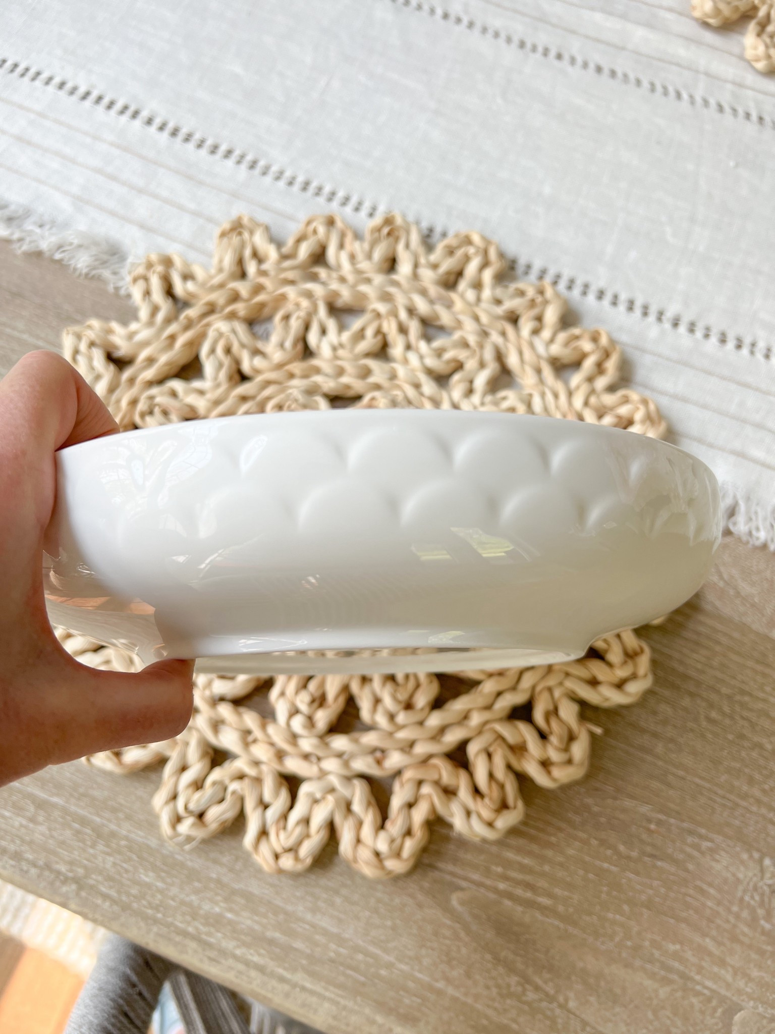 Didn't expect to use these pasta bowls as much as we do - I actually use them in place of a dinner plate most nights! Have had them for a few years now and there's not one chip in them! Placemats are old, but linking a very similar set!
-
amazon dinnerware, amazon plates, amazon pasta bowls, amazon dishware, white bowls, white pasta bowls, scalloped bowls, scalloped dishes, housewarming gift, coastal kitchen essentials, woven placemats

#LTKHome