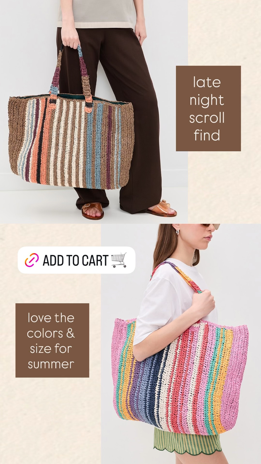 Love the colors + size of these beach totes for summer!!