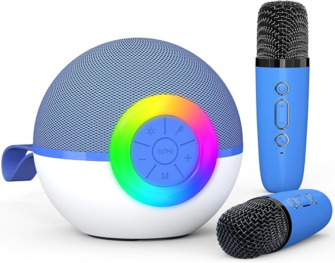 Karaoke Microphone Machine Toys for Kids Adults, Mini Portable Bluetooth Speaker with 2 Wireless ... | Amazon (US)