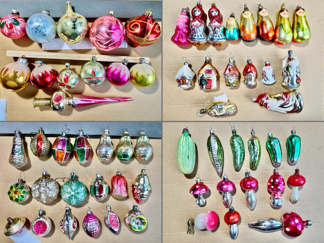 Vintage Glass Christmas Tree Ornaments USSR Christmas Tree Decorations 3 - Etsy | Etsy (US)