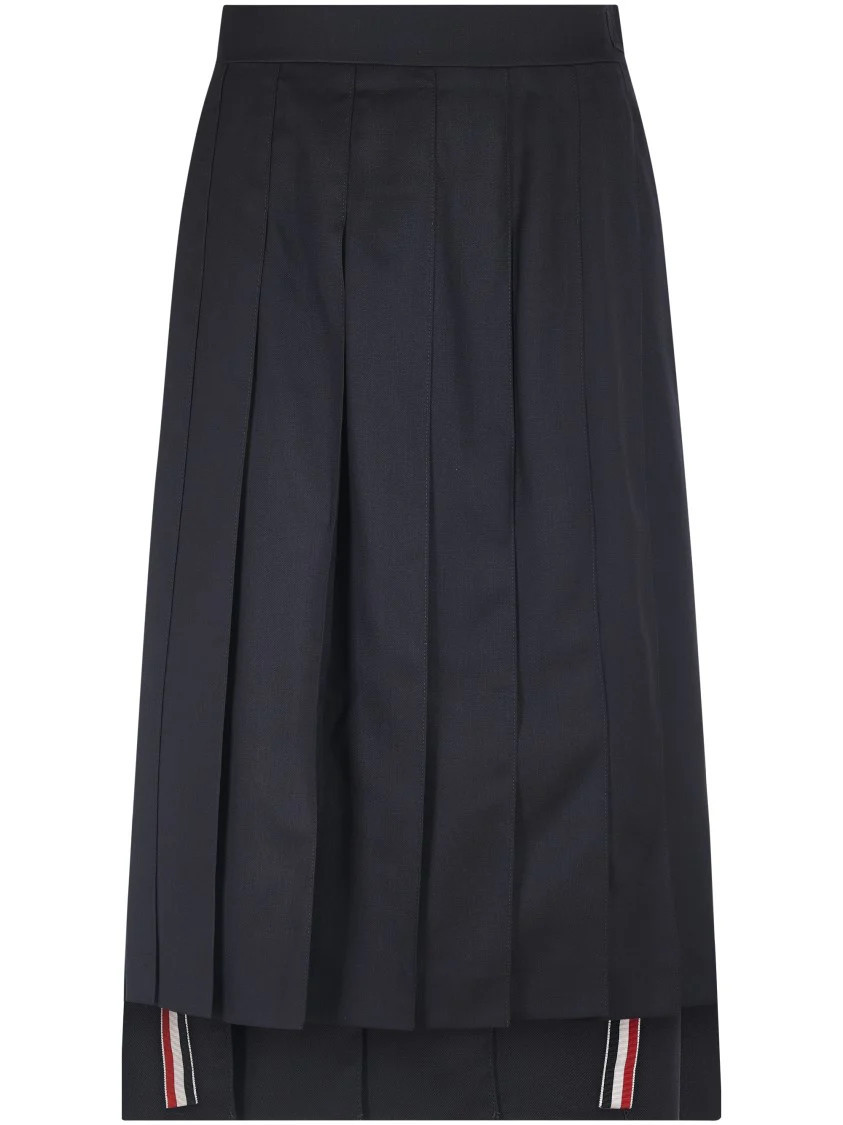 Dropped Back Pleated Skirt In Super 120'S Twill | Shop Simon