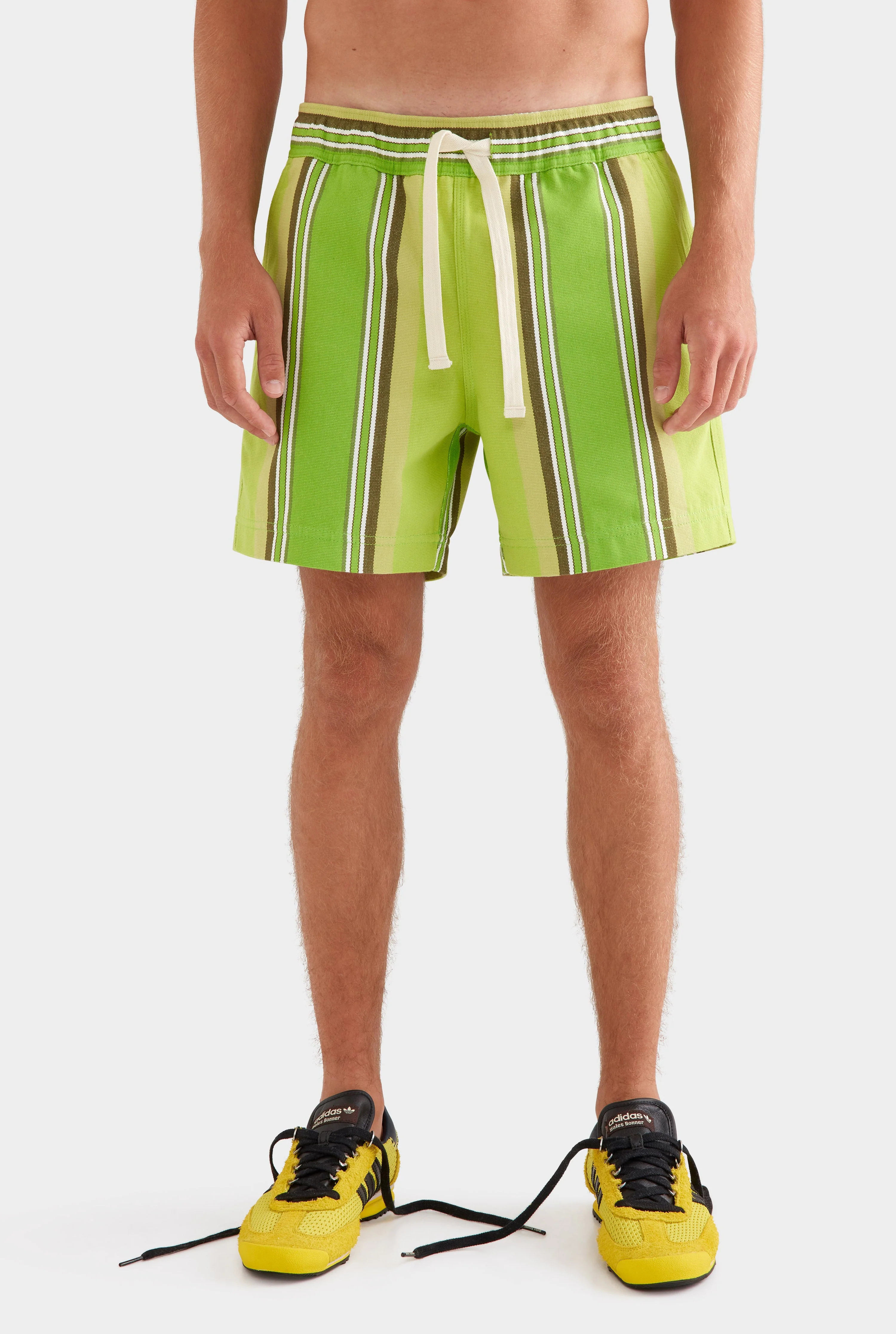 Mens Lounge Short in Green Stripe | Venroy | Venroy AU