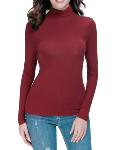 Womens Mock Turtleneck Long Sleeve Stretch Fitted Underscrubs Layer Tee Tops | Amazon (US)