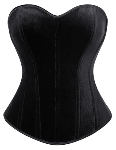 Scarlet Darkness Women's Black Velvet Bustier Strapless Corset Renaissance Corset Top Fall Outfit Black Size 18 | Amazon (US)
