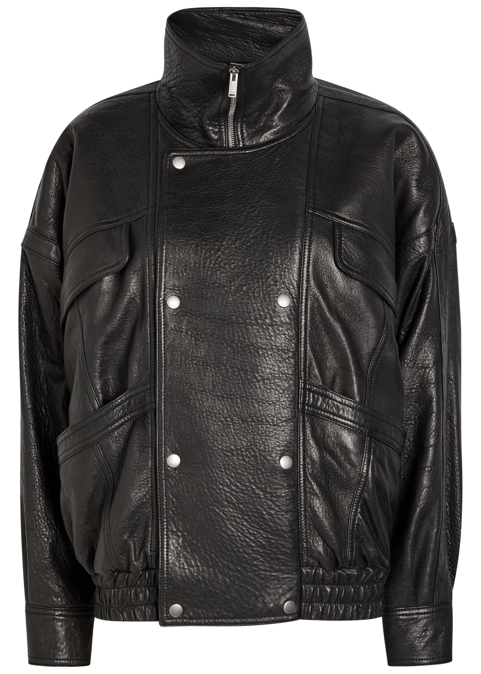 Double-breasted grained leather jacket | Harvey Nichols