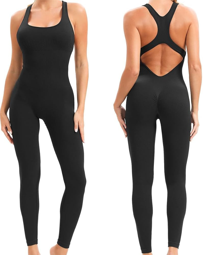 Womens Workout Romper Seamless Yoga One Piece Tummy Control Tank Tops Jumpsuits Unitard | Amazon (US)