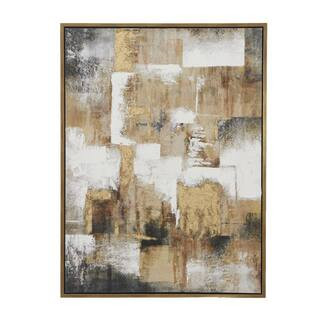 1- Panel Abstract Framed Wall Art with Gold Frame 47 in. x 36 in. | The Home Depot
