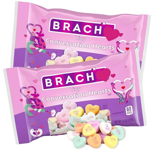 Tiny Conversation Hearts Candy 2 Pack - Mini Heart-Shaped Candies with Grape, Cherry, Banana, Orange, Lemon-Lime, and Wintergreen Flavors - Classic Assorted Candies for Snacking, Gifting, and Party Favors - 10 oz Bags | Amazon (US)