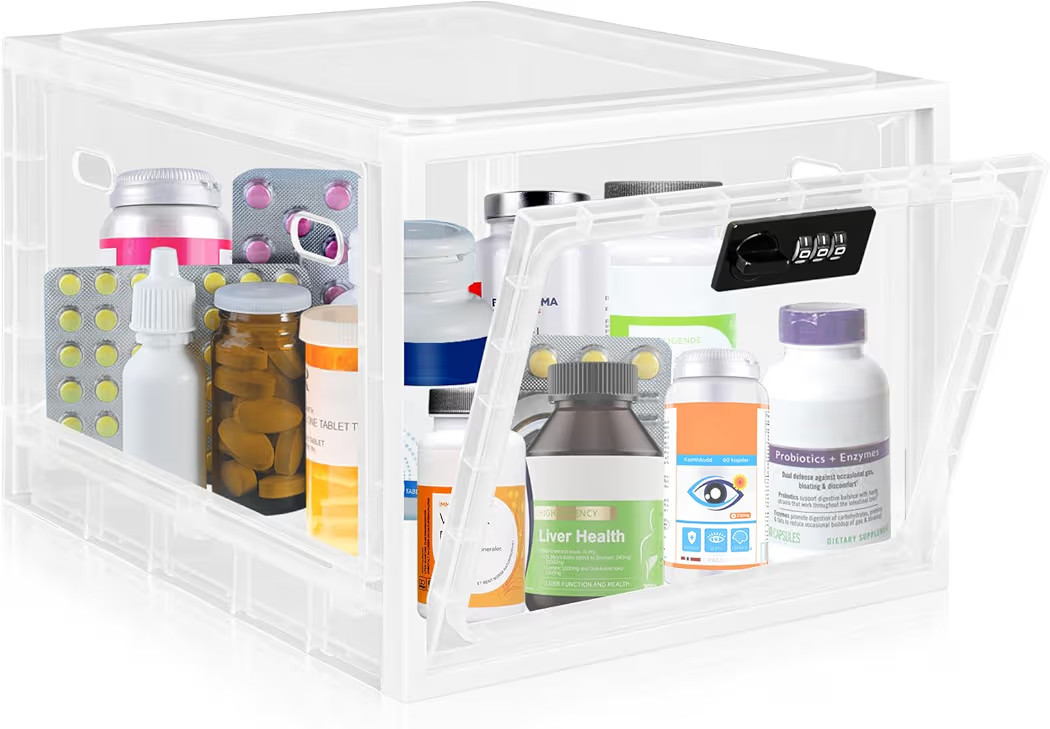 Medicine Lock Box for Safe Medication, Premium Material Lockable Storage Box Locking Organizer Bi... | Amazon (US)