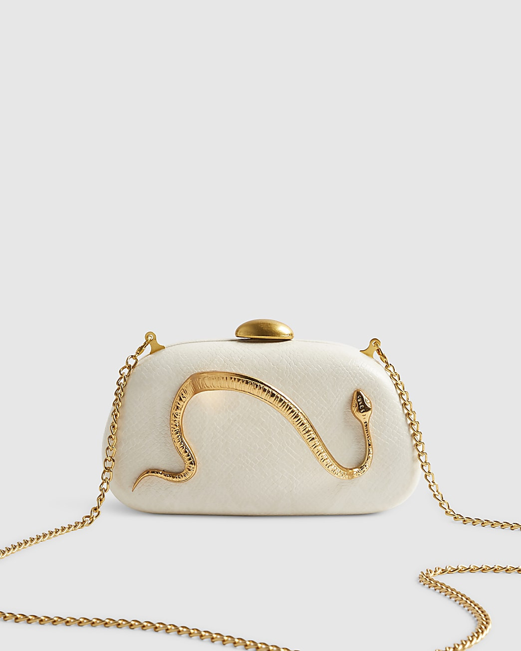 Cream Snake Clutch Bag | River Island UK & IE