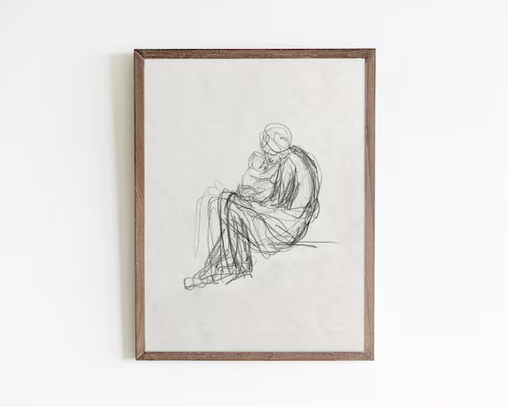 Minimalist Wall Art Mother Print Vintage Line Drawing - Etsy | Etsy (US)