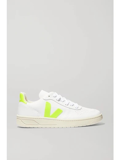 Veja - V-10 Leather Sneakers - White | NET-A-PORTER (US)