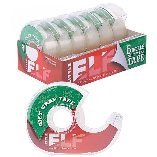 Little ELF Gift Wrap Tape, 6 Rolls, 3/4 x 650 Inches, Clear, Transparent Tape for Holidays, Wrapp... | Amazon (US)
