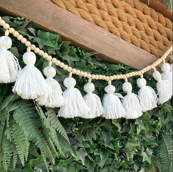 NIXX YU Tassel Garland, Boho Garland Decor with Wood Bead, Decorative Macrame Banner Wall Hanging... | Amazon (US)