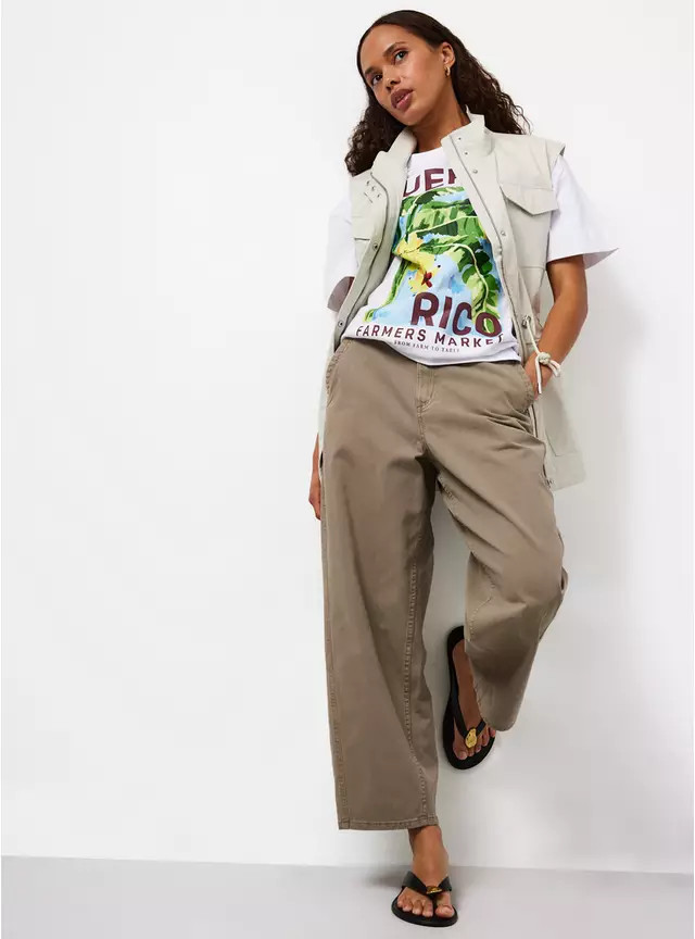 Buy Khaki Twisted Seam Barrel Leg Jeans 16 | Trousers | Tu | Tu Clothing
