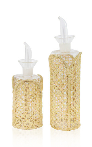 Raffia-Lined Glass Oil and Vinegar Set | Moda Operandi (Global)