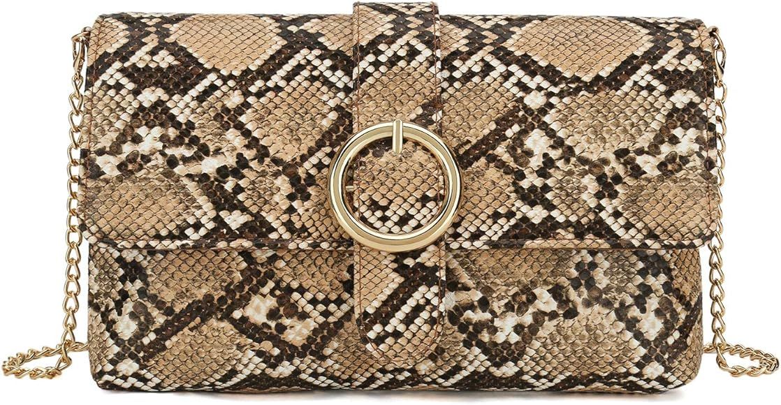 CHARMING TAILOR Snake Clutch Purse with Wrist Strap PU Python Clutch Dress Handbag | Amazon (US)