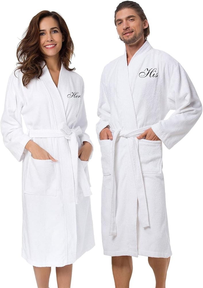 AW BRIDAL 2Pcs His and Hers Terry Cloth Robes for Couples, Mr and Mrs Hooded Matching Robe Set, W... | Amazon (US)
